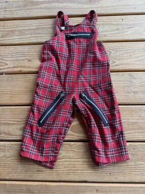 Jeannie nitro vtg y2k goth retro Kids Plaid Overalls w Zippers size 18 months